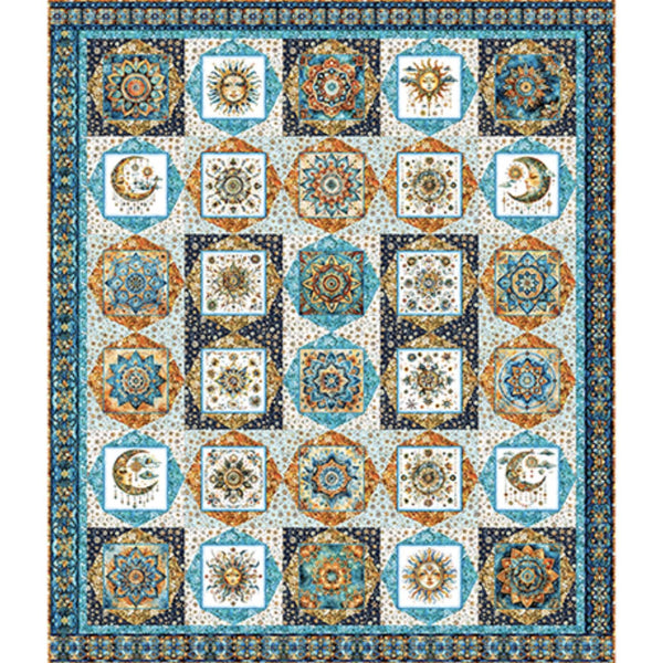 Bohemian Sunrise Boho Sunrise Quilt Kit - QT Fabrics - Pattern Fabric - Celestial Mandala Geometric - Quilting Cotton Fabric