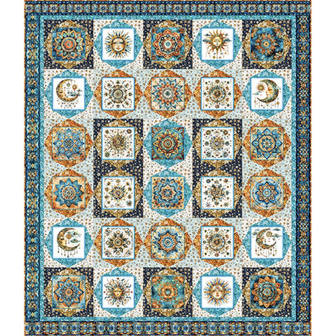 Bohemian Sunrise Boho Sunrise Quilt Kit - QT Fabrics - Pattern Fabric - Celestial Mandala Geometric - Quilting Cotton Fabric