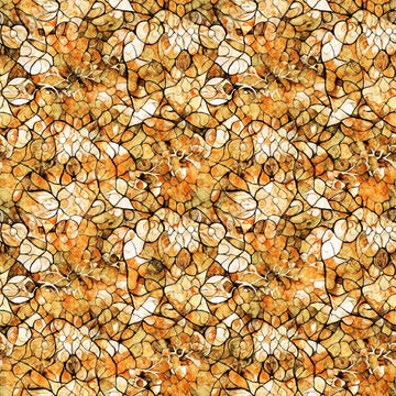 Image of the Bohemian Sunrise Celestial Blender Brown quilting cotton fabric by QT fabrics. Features geometric glass on a brown background. Cute Little Fabric Shop