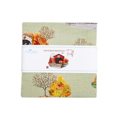 SALE Covered Bridges in Fall Charm Pack 5" Stacker Bundle - Riley Blake Designs - 42 piece Precut Pre cut - Autumn - Quilting Cotton Fabric