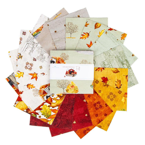 SALE Covered Bridges in Fall Charm Pack 5" Stacker Bundle - Riley Blake Designs - 42 piece Precut Pre cut - Autumn - Quilting Cotton Fabric