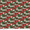 Image of the Charming Christmas Pretty Presents Green quilting cotton fabric by Riley Blake Designs. Features presents on a green background. Cute Little Fabric Shop