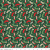 Image of the Charming Christmas Stockings Green quilting cotton fabric by Riley Blake Designs. Features holidays on a green background. Cute Little Fabric Shop