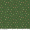 Image of the More Christmas Wishes Holly Green quilting cotton fabric by Riley Blake Designs. Features holly on a green background. Cute Little Fabric Shop
