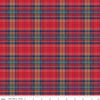 Image of the More Christmas Wishes Lumberjack Red quilting cotton fabric by Riley Blake Designs. Features stripes on a red background. Cute Little Fabric Shop