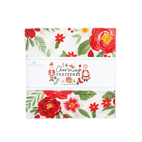 SALE Charming Christmas Charm Pack 5" Stacker Bundle - Riley Blake Designs - 42 piece Precut Pre cut - Holiday - Quilting Cotton Fabric