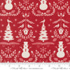 Image of the Winter Friends Winter Berry Red quilting cotton fabric by Moda Fabrics. Features damask on a red background. Cute Little Fabric Shop