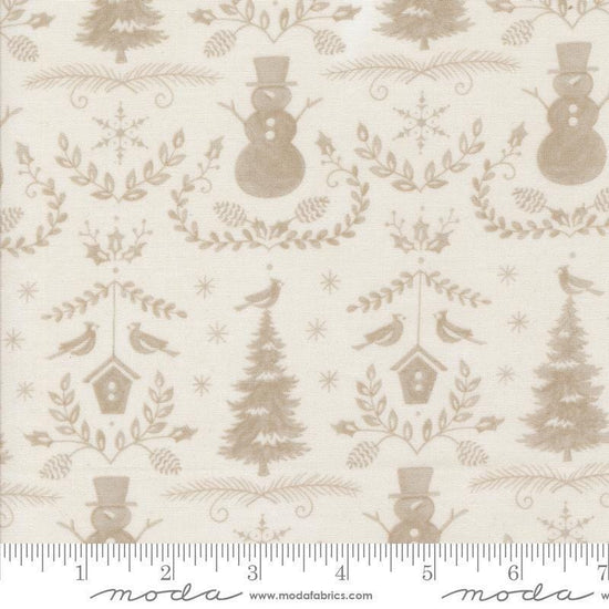 Image of the Winter Friends Winter Snowy White quilting cotton fabric by Moda Fabrics. Features damask on a white background. Cute Little Fabric Shop
