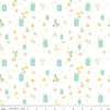 Image of the Summer Skies and Fireflies Fireflies White Quilting Cotton Fabric by Riley Blake Designs. Features fireflies on a white background. Cute Little Fabric Shop