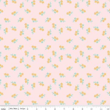 Image of the Summer Skies and Fireflies Raspberries Pink Quilting Cotton Fabric by Riley Blake Designs. Features raspberries on a pink background. Cute Little Fabric Shop
