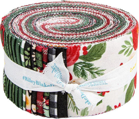 Charming Christmas Charm 2.5 Inch Rolie Polie Jelly Roll 40 pieces - Riley Blake - Precut Pre cut Bundle - Quilting Cotton Fabric