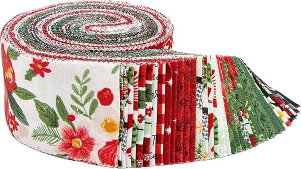 Charming Christmas Charm 2.5 Inch Rolie Polie Jelly Roll 40 pieces - Riley Blake - Precut Pre cut Bundle - Quilting Cotton Fabric