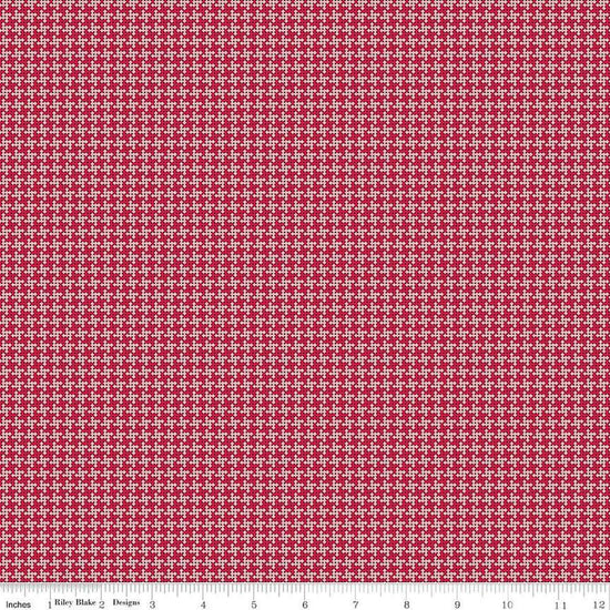 Image of the Cloudburst Houndstooth Red quilting cotton fabric by Riley Blake Designs. Features houndstooth on a red background. Cute Little Fabric Shop
