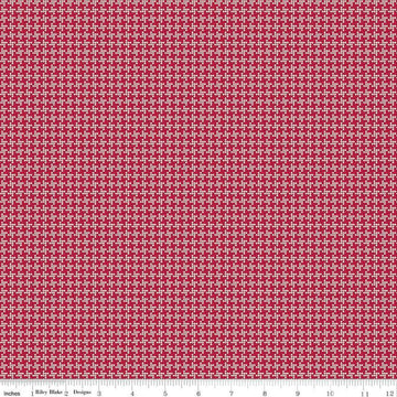Image of the Cloudburst Houndstooth Red quilting cotton fabric by Riley Blake Designs. Features houndstooth on a red background. Cute Little Fabric Shop