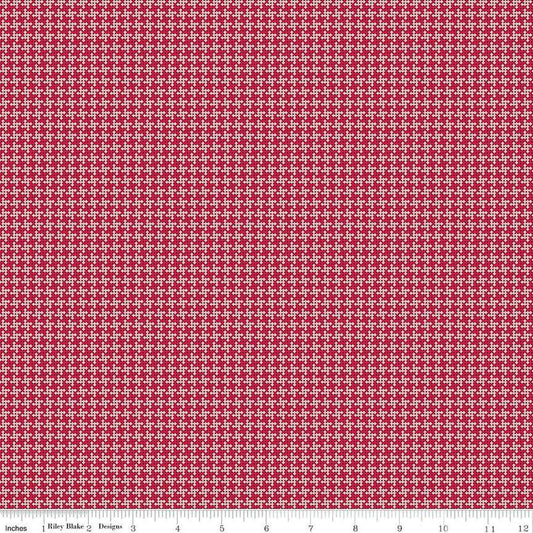Image of the Cloudburst Houndstooth Red quilting cotton fabric by Riley Blake Designs. Features houndstooth on a red background. Cute Little Fabric Shop