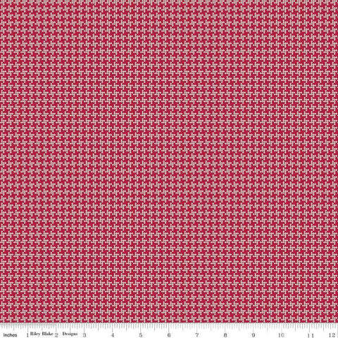 Image of the Cloudburst Houndstooth Red quilting cotton fabric by Riley Blake Designs. Features houndstooth on a red background. Cute Little Fabric Shop