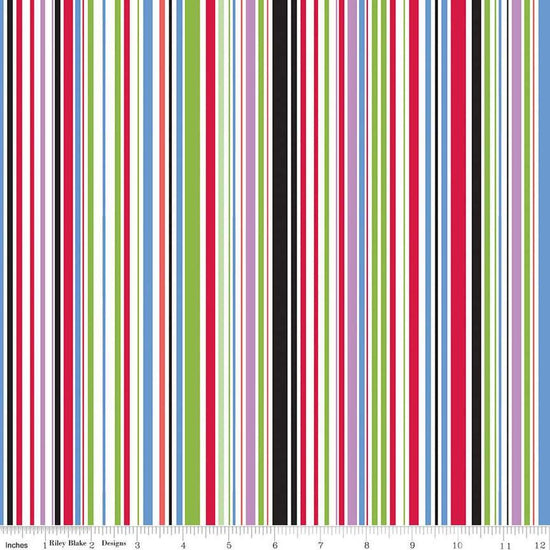 Image of the Cloudburst Stripe Multi quilting cotton fabric by Riley Blake Designs. Features stripes on a white background. Cute Little Fabric Shop