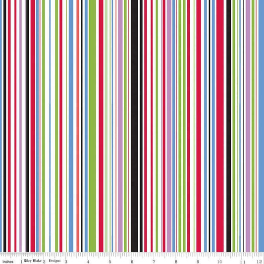 Image of the Cloudburst Stripe Multi quilting cotton fabric by Riley Blake Designs. Features stripes on a white background. Cute Little Fabric Shop