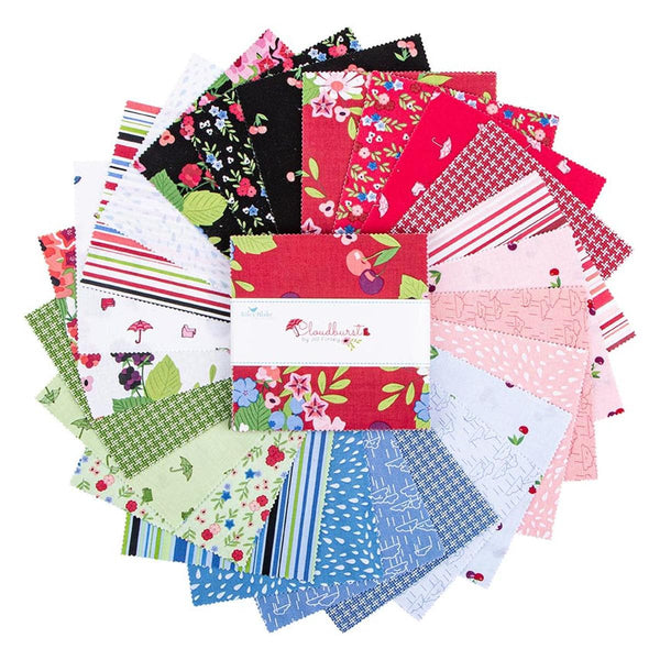 SALE Cloudburst Charm Pack 5" Stacker Bundle - Riley Blake Designs - 42 piece Precut Pre cut - Floral Flowers - Quilting Cotton Fabric