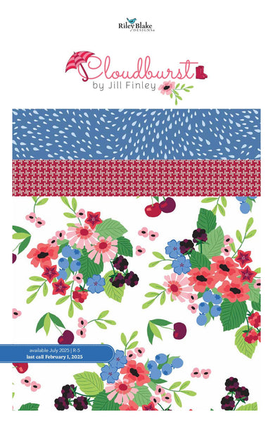 SALE Cloudburst 2.5 Inch Rolie Polie Jelly Roll 40 pieces - Riley Blake Designs - Precut Pre cut Bundle - Flowers Floral - Cotton Fabric