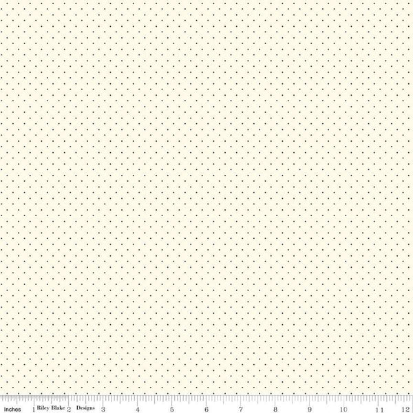 SALE American Jane Pindots C840 Ivory - Riley Blake Designs - PRINTED Tiny Swiss Dots - Quilting Cotton Fabric
