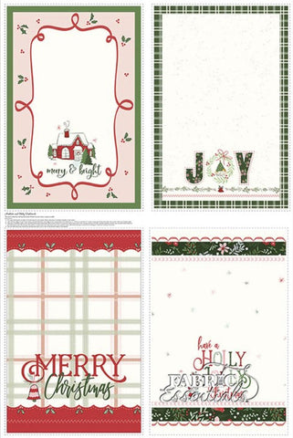 LARGE CANVAS Mistletoe & Holly Tea Towel Home Decor Panel HD16412 - Riley Blake Designs - Extra Wide - Lightweight Cotton Canvas