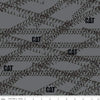 Image of the Caterpillar 100 Years Tracks Gray quilting cotton fabric by Riley Blake Designs. Features tracks on a gray background. Cute Little Fabric Shop