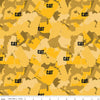 Image of the Caterpillar 100 Years Camo Yellow quilting cotton fabric by Riley Blake Designs. Features camouflage on a yellow background. Cute Little Fabric Shop