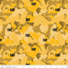 Image of the Caterpillar 100 Years Camo Yellow quilting cotton fabric by Riley Blake Designs. Features camouflage on a yellow background. Cute Little Fabric Shop