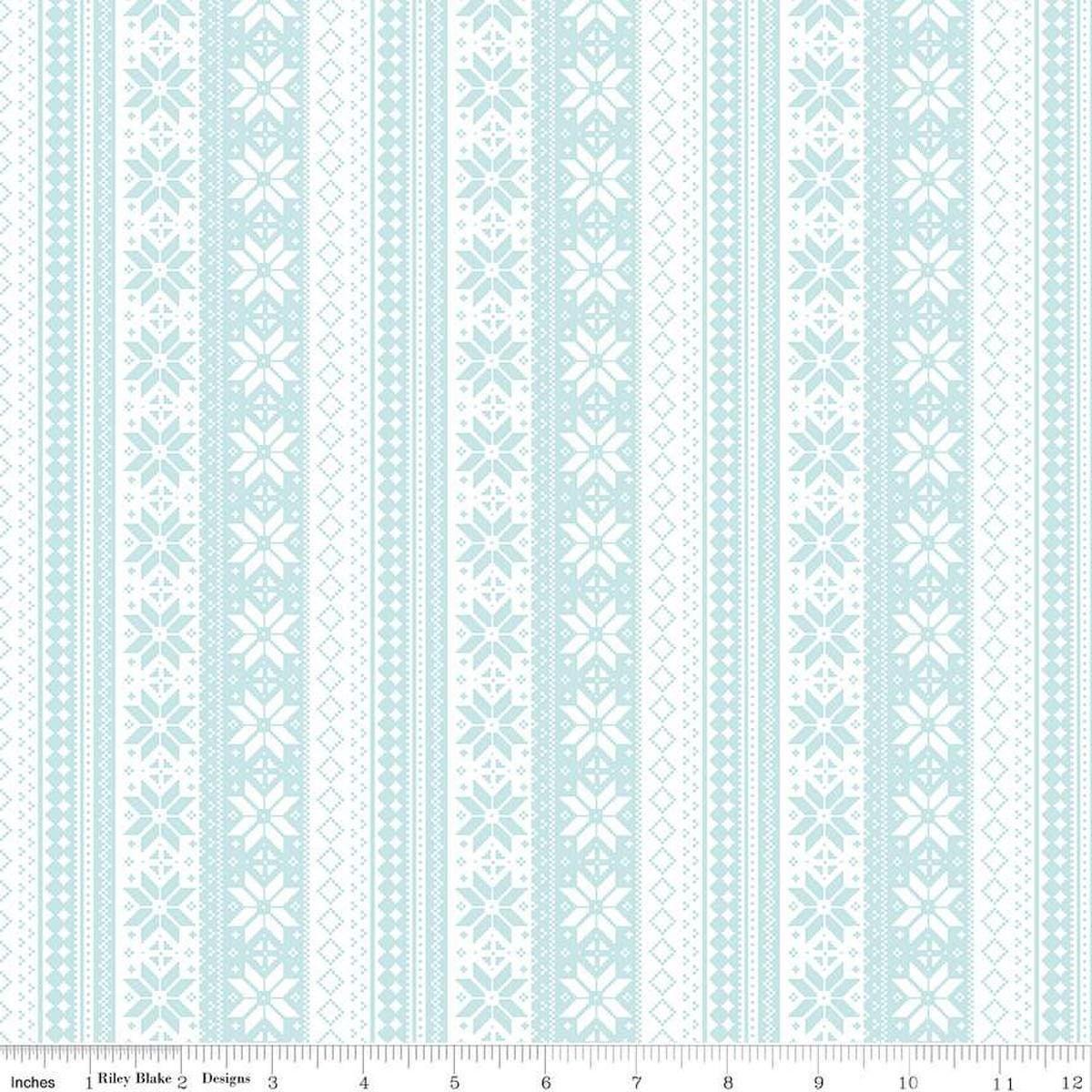 Image of the Winter Magic Sweater Stipe White quilting cotton fabric by Riley Blake Designs. Features stripes on a white background. Cute Little Fabric Shop