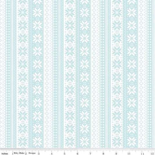 Image of the Winter Magic Sweater Stipe White quilting cotton fabric by Riley Blake Designs. Features stripes on a white background. Cute Little Fabric Shop