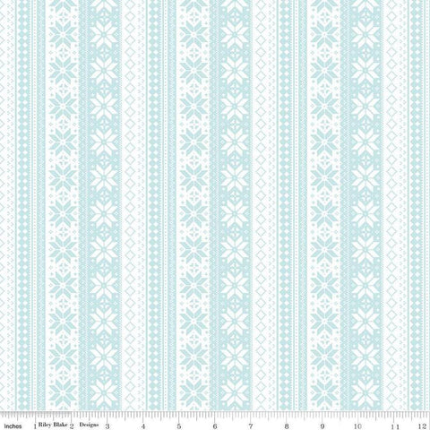 Image of the Winter Magic Sweater Stipe White quilting cotton fabric by Riley Blake Designs. Features stripes on a white background. Cute Little Fabric Shop