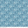 Image of the Winter Magic Floral Blue quilting cotton fabric by Riley Blake Designs. Features flowers on a blue background. Cute Little Fabric Shop