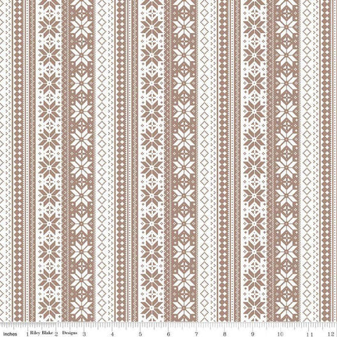 Image of the Winter Magic Sweater Stipe Tea Dye quilting cotton fabric by Riley Blake Designs. Features stripes on a tan background. Cute Little Fabric Shop
