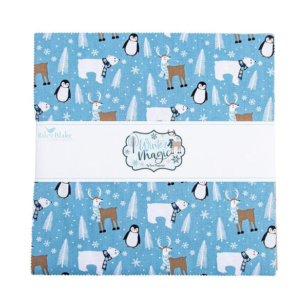 SALE Winter Magic Charm Layer Cake 10" Stacker Bundle - Riley Blake - 42 piece Precut Pre cut - Holiday Season - Quilting Cotton Fabric