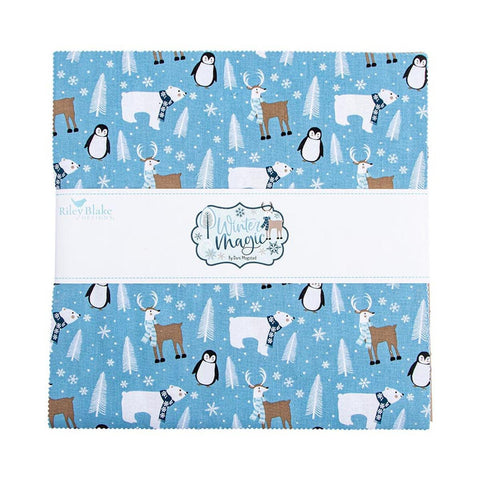 SALE Winter Magic Charm Layer Cake 10" Stacker Bundle - Riley Blake - 42 piece Precut Pre cut - Holiday Season - Quilting Cotton Fabric