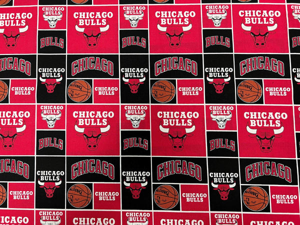 NBA Chicago Bulls Patch 83CHI0001A Red - Camelot Fabrics - Basketball Sport - Quilting Cotton Fabric - Official Licensed Product