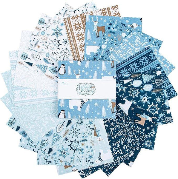 SALE Winter Magic Charm Pack 5" Stacker Bundle - Riley Blake Designs - 42 piece Precut Pre cut - Winter - Quilting Cotton Fabric
