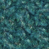 Image of the California Dreaming Palms Teal quilting cotton fabric by QT Fabrics. Features palm trees on a blue background. Cute Little Fabric Shop