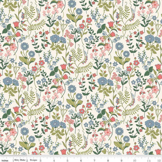 Botanist's Walk 01667411B Lola Scatter B - Riley Blake Designs - Floral Flowers - Liberty Fabrics - Quilting Cotton Fabric