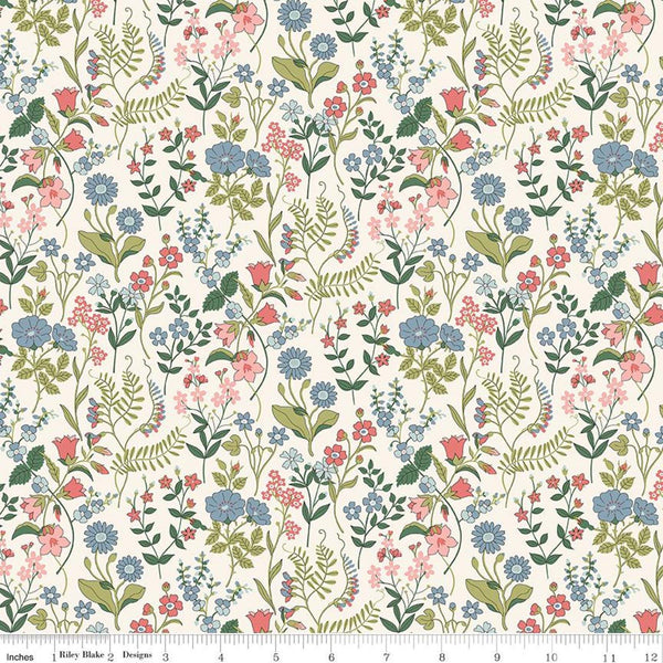 Botanist's Walk 01667411B Lola Scatter B - Riley Blake Designs - Floral Flowers - Liberty Fabrics - Quilting Cotton Fabric