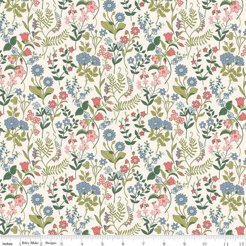 Botanist's Walk 01667411B Lola Scatter B - Riley Blake Designs - Floral Flowers - Liberty Fabrics - Quilting Cotton Fabric