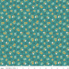 Image of the Gentler Times Reunion Cozy quilting cotton fabric by Riley Blake Designs. Features dots on a teal background. Cute Little Fabric Shop