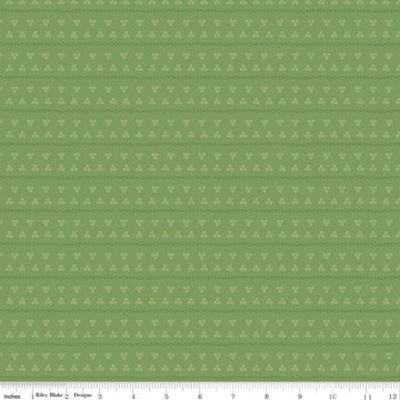 Image of the Gentler Times Remember Basil quilting cotton fabric by Riley Blake Designs. Features dots on a green background. Cute Little Fabric Shop
