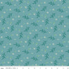 Image of the Gentler Times Delightful Raindrop quilting cotton fabric by Riley Blake Designs. Features flowers on a blue background. Cute Little Fabric Shop