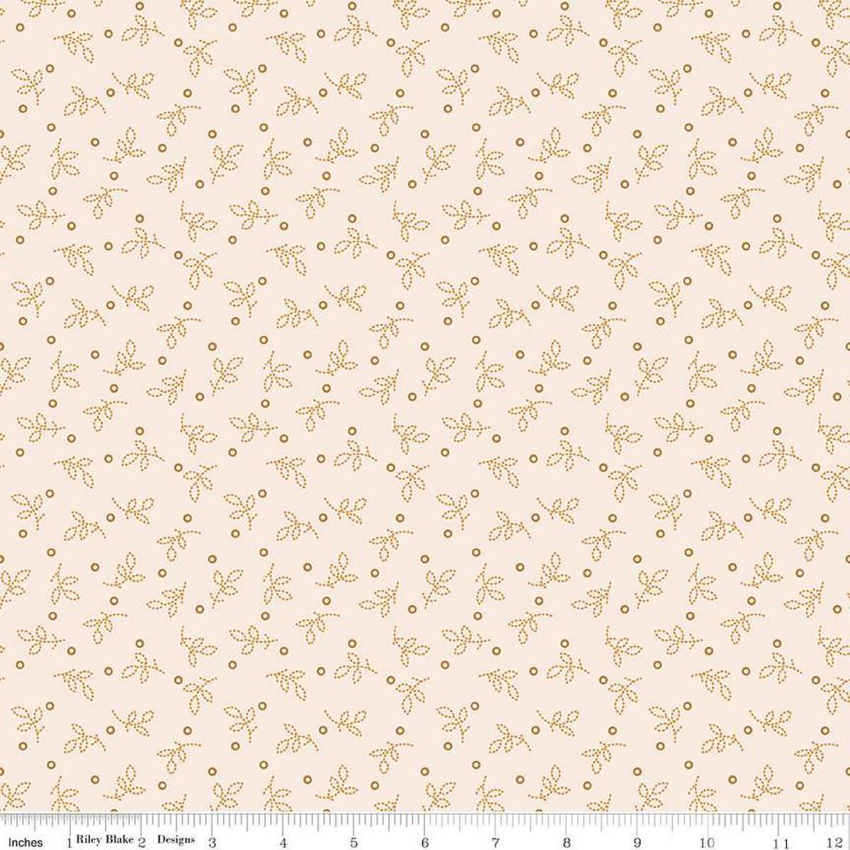 Image of the Gentler Times Pleasant Cider quilting cotton fabric by Riley Blake Designs. Features dots on a cream background. Cute Little Fabric Shop
