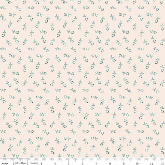 Image of the Gentler Times Bygone Cozy quilting cotton fabric by Riley Blake Designs. Features flowers on a cream background. Cute Little Fabric Shop