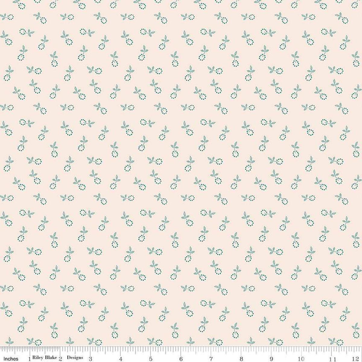 Image of the Gentler Times Bygone Cozy quilting cotton fabric by Riley Blake Designs. Features flowers on a cream background. Cute Little Fabric Shop