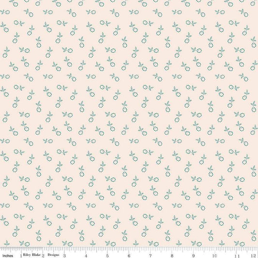 Image of the Gentler Times Bygone Cozy quilting cotton fabric by Riley Blake Designs. Features flowers on a cream background. Cute Little Fabric Shop
