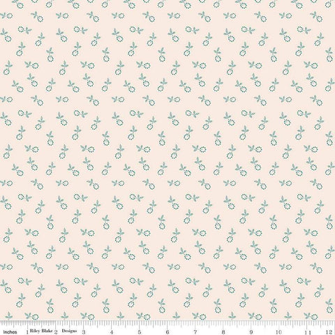Image of the Gentler Times Bygone Cozy quilting cotton fabric by Riley Blake Designs. Features flowers on a cream background. Cute Little Fabric Shop